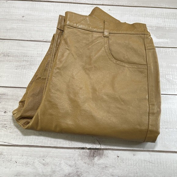 Vintage Via Accenti G8 Women's 29 x 29 Brown Leather Pants Style 09-0008-4‎ - Picture 4 of 9